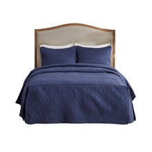Load image into Gallery viewer, Madison Park Quebec 100% Polyester Fitted Bedspread - King - Navy MP13-6481 By Olliix