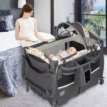 Load image into Gallery viewer, 3-in-1 Portable Baby Playard with Storage Rack and Carry Bag-Yellow