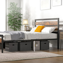Load image into Gallery viewer, Full/Queen Industrial Bed Frame with Rustic Headboard and Footboard-Full Size