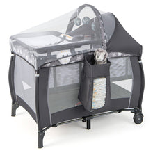Load image into Gallery viewer, Portable Baby Nursery Center 4-in-1 Portable Travel Crib-Gray