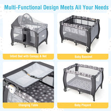 Load image into Gallery viewer, Portable Baby Nursery Center 4-in-1 Portable Travel Crib-Gray