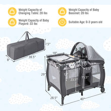 Load image into Gallery viewer, Portable Baby Nursery Center 4-in-1 Portable Travel Crib-Gray