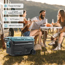 Load image into Gallery viewer, 40 Quart Car Refrigerator with 12/24V DC and 110-240V AC Dual Zone-Black & Green