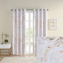 Load image into Gallery viewer, Rebecca Grommet Top Printed Marble Metallic Total Blackout Curtain ID40-1982 By Olliix