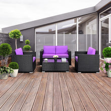 Load image into Gallery viewer, 4PC Rattan Patio Furniture Set Outdoor Wicker With Blue Cushion-Purple