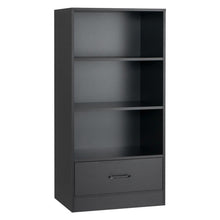 Load image into Gallery viewer, 48 Inch Tall 4 Tiers Wood Bookcase with Drawer-Black