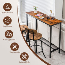 Load image into Gallery viewer, 48 Inch Industrial Pub Dining Table with Steel Frame-Rustic Brown
