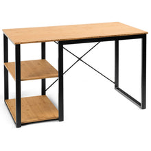 Load image into Gallery viewer, Computer Desk with Bamboo Top & 2 Storage Shelves-Steel Frame