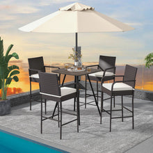 Load image into Gallery viewer, 2/4 Pieces Outdoor PE Rattan Cushioned Barstool Set with Armrests-Set of 4