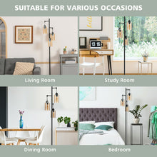 Load image into Gallery viewer, Retro Floor Lamp with 3-Head Hanging Amber Glass Shade