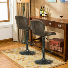 Load image into Gallery viewer, Set of 2 Adjustable Swivel Hot-stamping Bar Stools with Backrest
