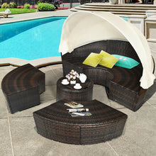 Load image into Gallery viewer, Patio Round Daybed Rattan Furniture Sets with Canopy