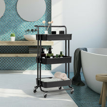 Load image into Gallery viewer, 3-Tier Utility Cart Storage Rolling Cart with Casters-Black
