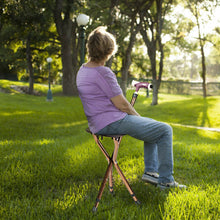 Load image into Gallery viewer, Lightweight Adjustable Folding Cane Seat with Light-Brown