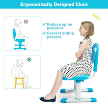 Load image into Gallery viewer, Height Adjustable Kids Study Table and Chair Set with Bookstand-Blue
