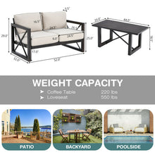 Load image into Gallery viewer, 2 Pieces 6 Inch Patiojoy Patio Coffee Table Set with Thick Cushion-Beige