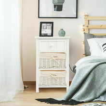 Load image into Gallery viewer, Set of 2 3 Layer 1 Drawer Wood Bedside End Table-White