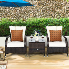 Load image into Gallery viewer, 3PCS Rattan Coffee Table Set Chair-White