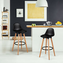 Load image into Gallery viewer, 2 Pieces Mid Century Barstool 28.5 Inches Dining Pub Chair-Black