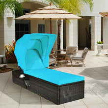 Load image into Gallery viewer, Outdoor Chaise Lounge Chair with Folding Canopy-Turquoise