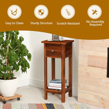 Load image into Gallery viewer, 2 Tier End Bedside Table with Drawer Shelf-Brown