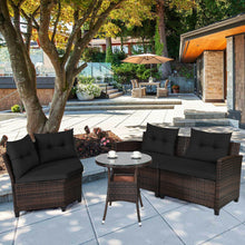 Load image into Gallery viewer, 4 Pieces Outdoor Cushioned Rattan Furniture Set-Black