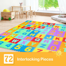 Load image into Gallery viewer, Kids Foam Interlocking Puzzle Play Mat with Alphabet and Numbers 72 Pieces Set