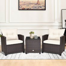 Load image into Gallery viewer, 3 Pcs Patio Rattan Furniture Set Cushioned Conversation Set Coffee Table