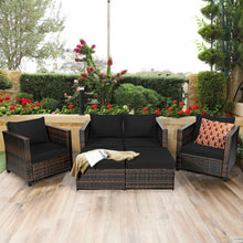 Load image into Gallery viewer, 5 Pieces Patio Cushioned Rattan Furniture Set-Black