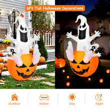 Load image into Gallery viewer, 6 Feet Pumpkin-Halloween Blow Up Yard Decorations with Build-in LED Light
