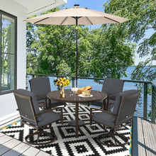 Load image into Gallery viewer, 49 Inch Round Patio Dining Table Metal Slatted Table with Umbrella Hole-Brown