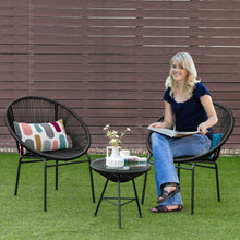 Load image into Gallery viewer, 3PCS Patio Acapulco Furniture Bistro Set with GlassTable-Black