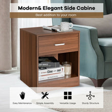 Load image into Gallery viewer, 2 Pieces Nightstand with Storage Drawer and Cabinet-Brown