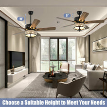 Load image into Gallery viewer, 52 Inches Modern Ceiling Fan with Light and Reversible Blades-Black