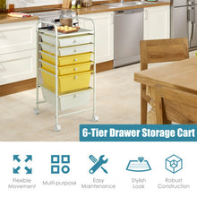 Load image into Gallery viewer, 6 Drawers Rolling Storage Cart Organizer-Yellow