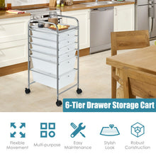 Load image into Gallery viewer, 6 Drawers Rolling Storage Cart Organizer-Clear