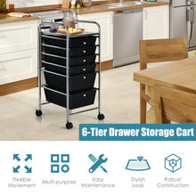 Load image into Gallery viewer, 6 Drawers Rolling Storage Cart Organizer-Black