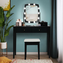 Load image into Gallery viewer, Vanity Table Set with Lighted Mirror for Bedroom and Dressing Room-Black