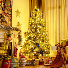 Load image into Gallery viewer, Pre-lit Hinged Christmas Tree with Pine Cones and Red Berries-7'