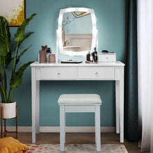 Load image into Gallery viewer, Vanity Table Set with Lighted Mirror for Bedroom and Dressing Room-White