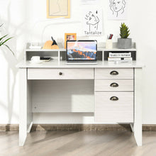 Load image into Gallery viewer, Vintage Computer Desk with Storage Shelves and 4 Drawers-White
