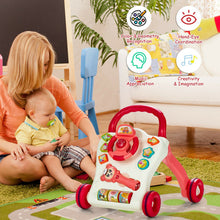 Load image into Gallery viewer, Baby Walker Sit-to-Stand Learning Walker with Projection Music Wand-Red