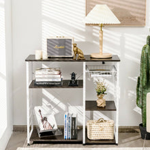 Load image into Gallery viewer, Industrial Kitchen Baker's Rack Microwave Shelf with 6 Hooks-Dark Brown