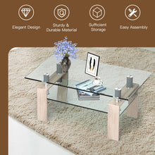 Load image into Gallery viewer, Rectangle Glass Coffee Table with Metal Legs for Living Room-Natural