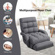 Load image into Gallery viewer, Folding Lazy Floor Chair Sofa with Armrests and Pillow-Gray
