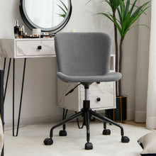 Load image into Gallery viewer, Mid Back Armless Office Chair Adjustable Swivel Linen Task Chair-Gray