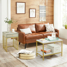 Load image into Gallery viewer, 2 Pieces Modern Nesting Coffee Table Set with Drawer and Shelf-White