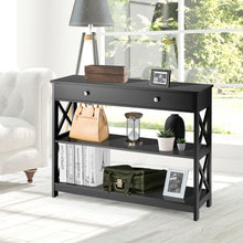 Load image into Gallery viewer, Console Table 3-Tier with Drawer and Storage Shelves-Black