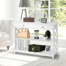 Load image into Gallery viewer, Console Table 3-Tier with Drawer and Storage Shelves-White