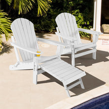 Load image into Gallery viewer, Patio All-Weather Folding Adirondack Chair with Pull-Out Ottoman-White